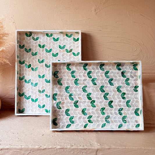 SVR Sedef 2 Boy Dikdörtgen Tepsi Seti KOD:61839 Yeşil