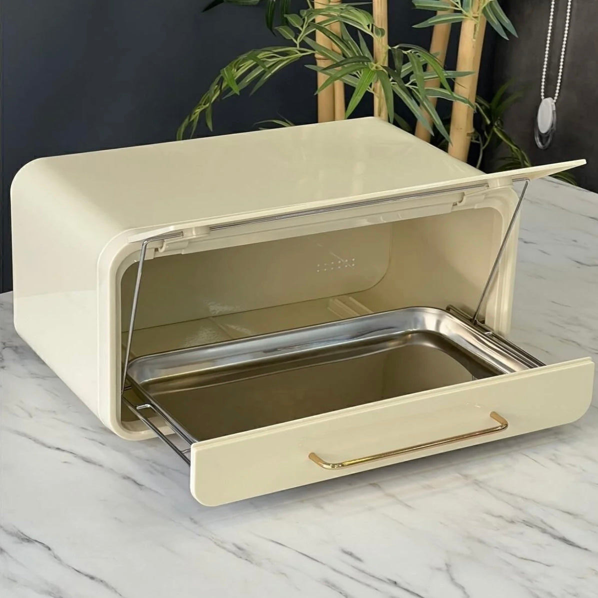 Carina Metal Ekmeklik Krem 43x28 cm
