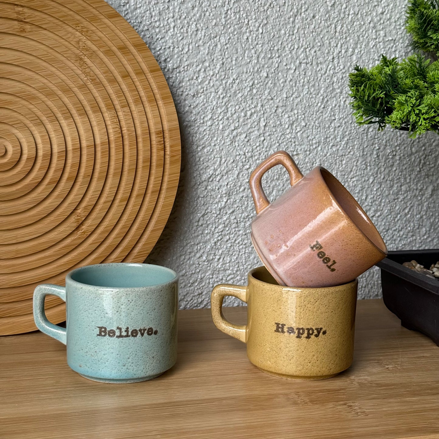 Coffee Renkli 3 Lü Kupa Seti