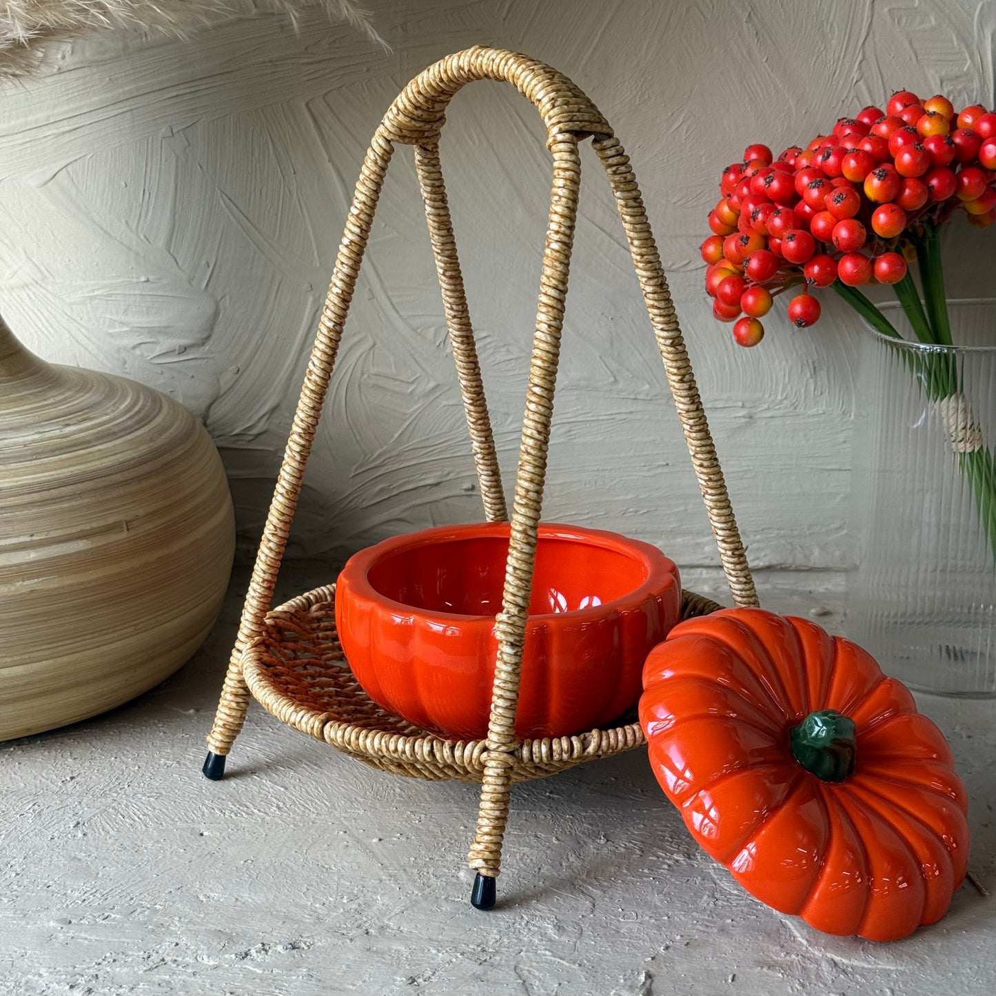 Deo Rattan Standlı Kabak Sunumluk Seti