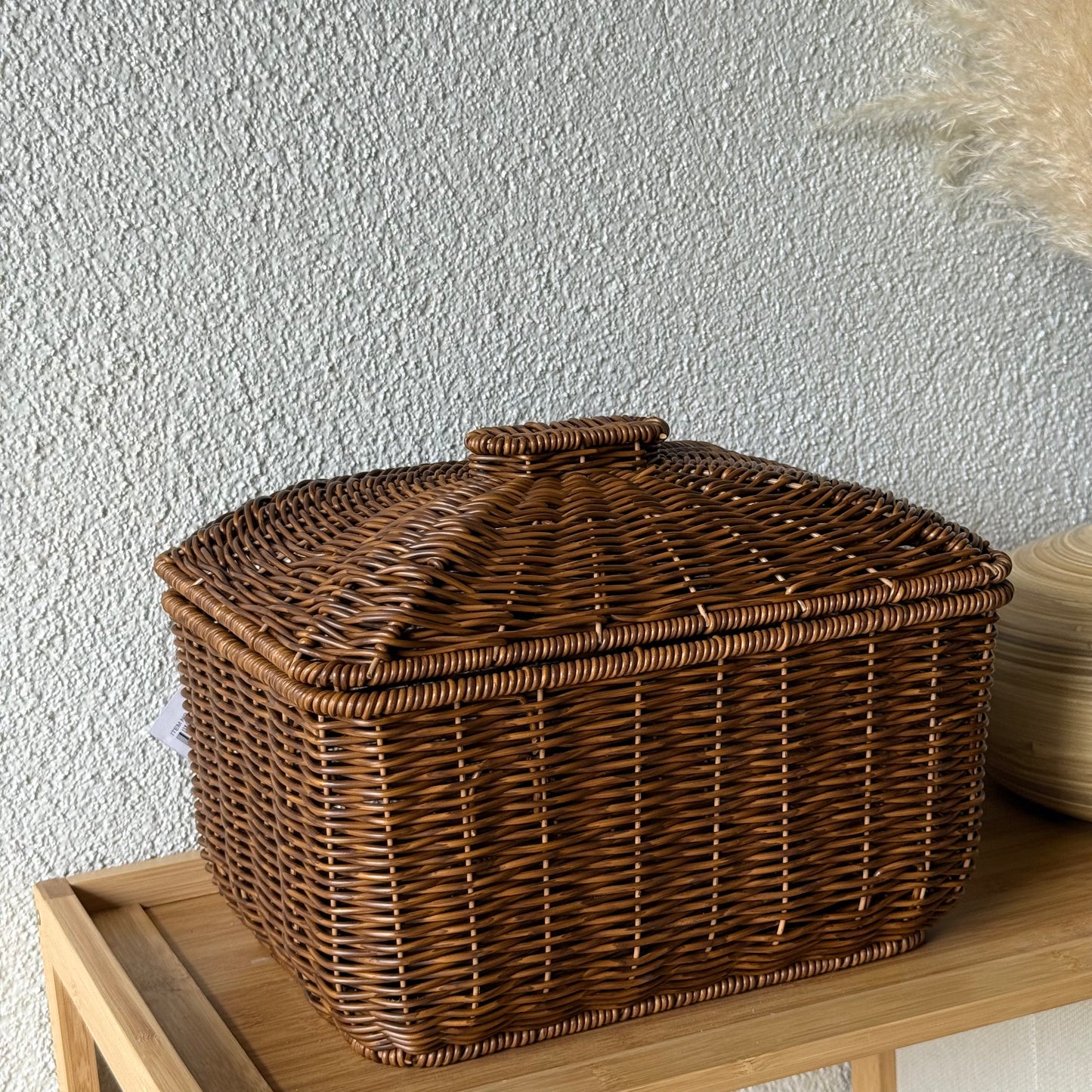 Passion Rattan Dikdörtgen Kapaklı Sepet Kahve Rengi