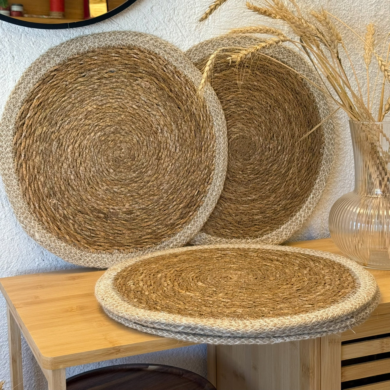 Hasır Amerikan Servisi Krem Detaylı 6 Adet Set