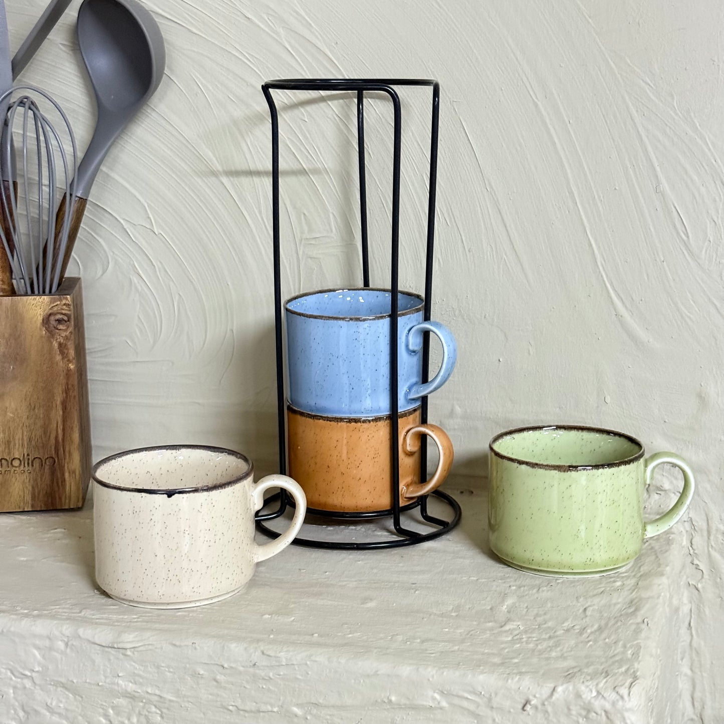 Porline Metal Standlı Renkli Kupa Seti 5 Parça KOD:0528