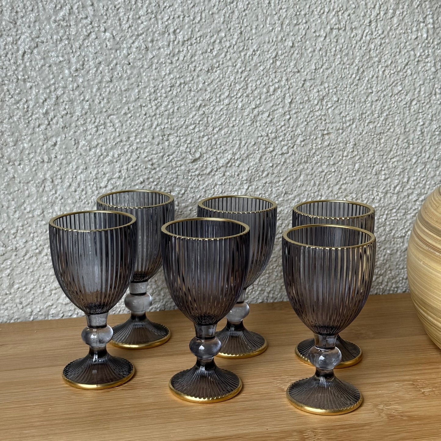 Wardy Yaldızlı Kahve Yanı Bardağı Set 6 Adet Füme