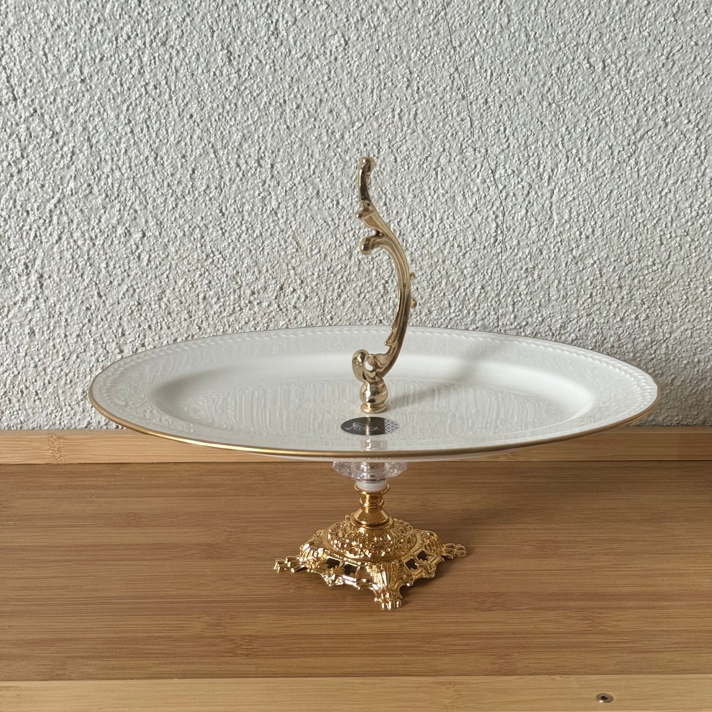 Firuze Gold Yaldızlı Porselen Oval Kayık Sunumluk Ayaklı Kod:3801 30x22 cm