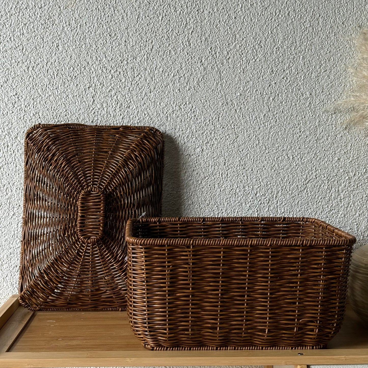 Passion Rattan Dikdörtgen Kapaklı Sepet Kahve Rengi