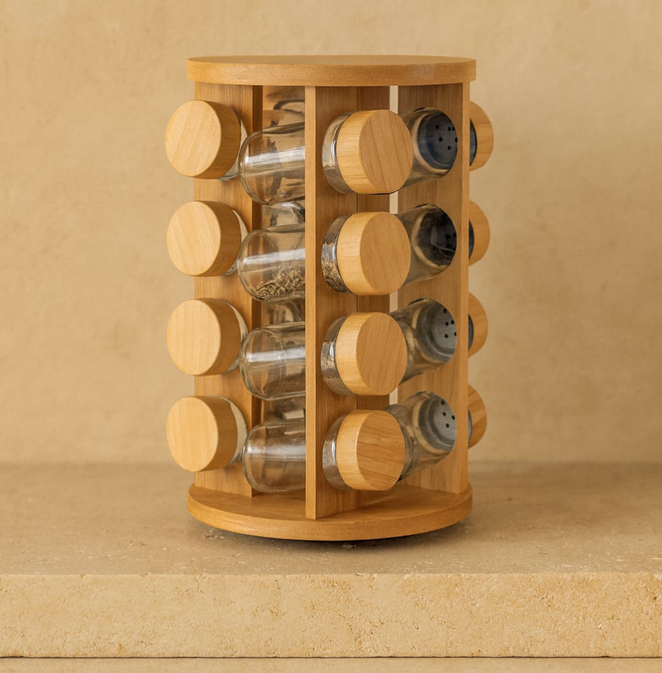 ZBERN Bambu Standlı 16 Adet Baharatlık Seti