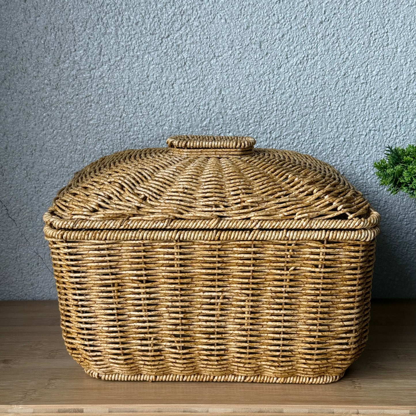 Passion Rattan Dikdörtgen Kapaklı Sepet Açık Renk