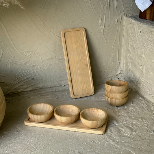 1 ALANA 1 BEDAVA İvory Mini Sosluk Reçelik Bambu Standlı KOD:223