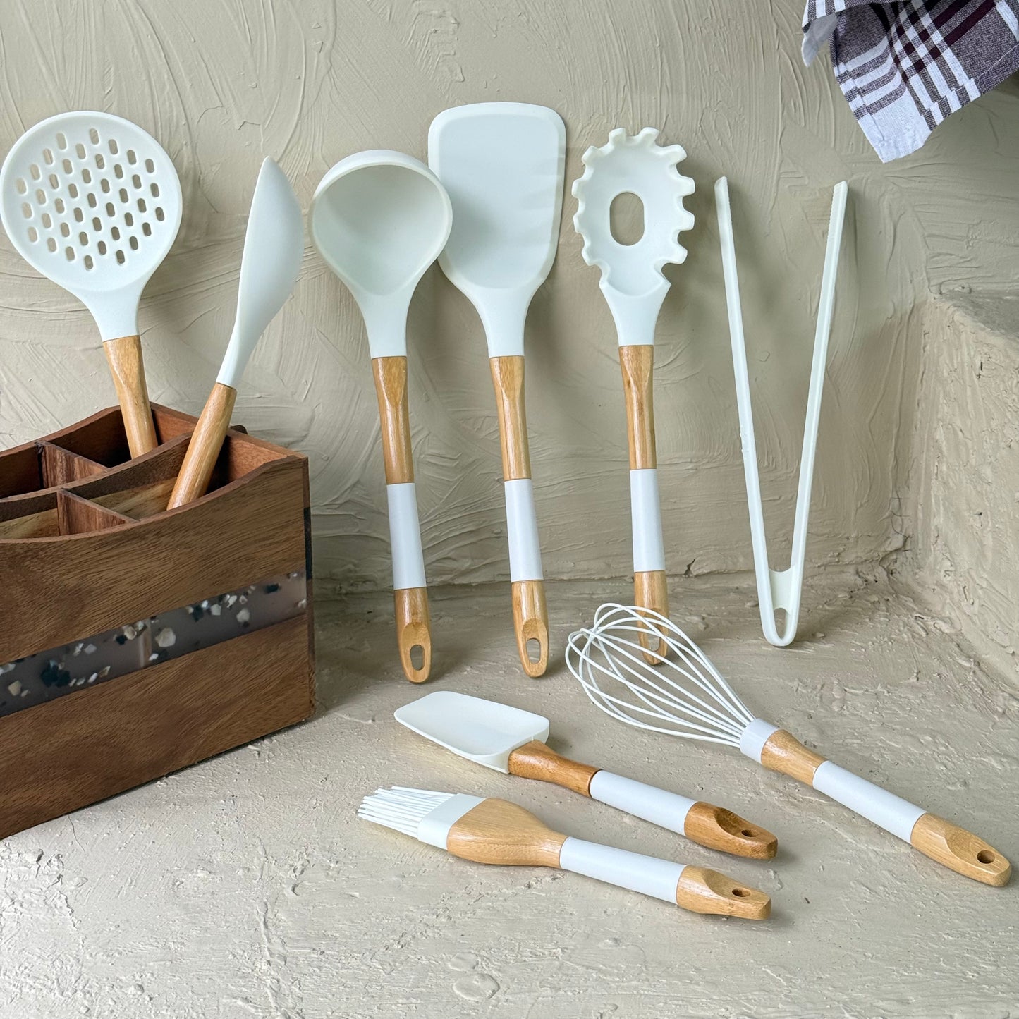 Arow Pink More 9 Parça Bambu Saplı Silikon Kaşık Seti