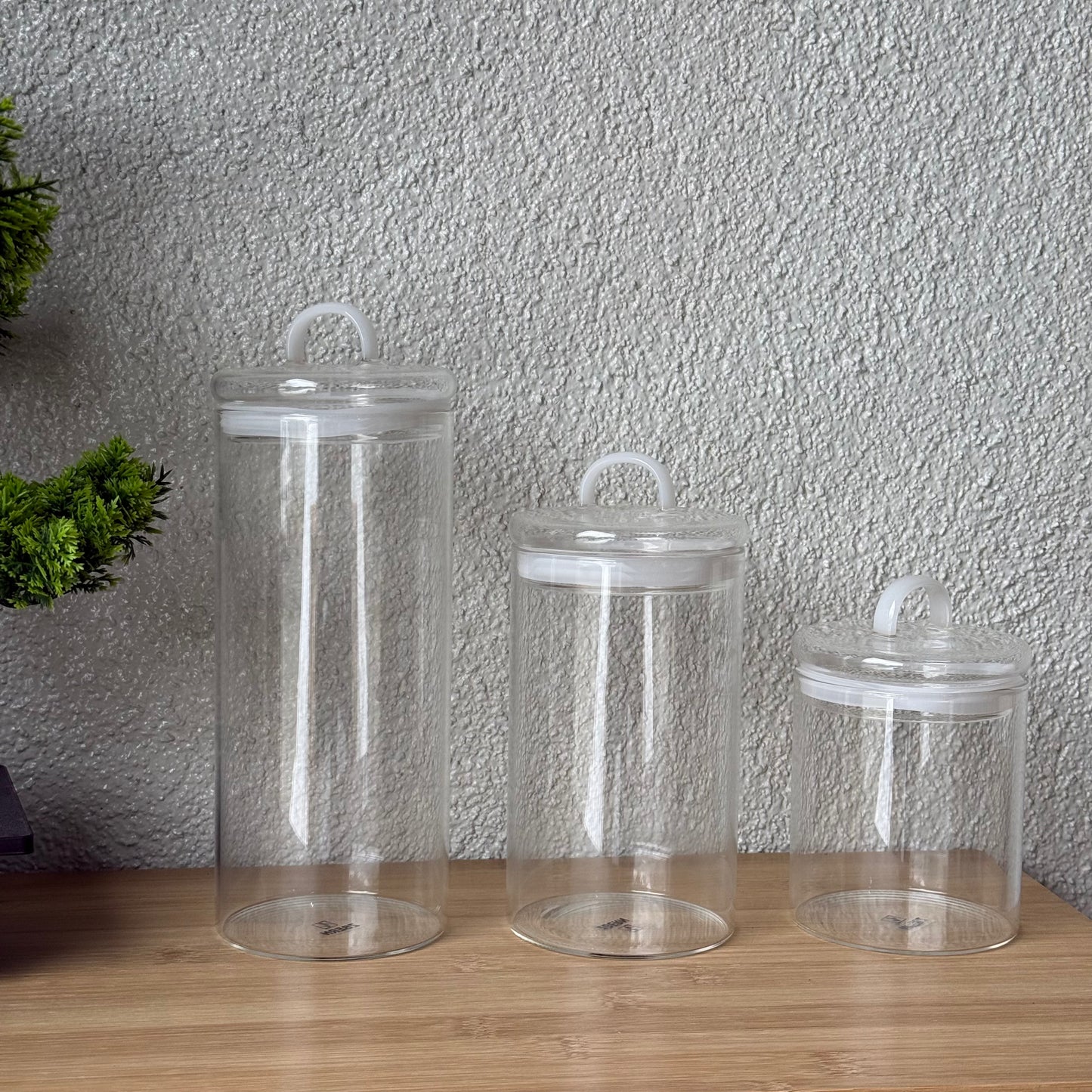 ZBERN 3 Lü Borosilikat Cam Kavanoz Seti Erzak