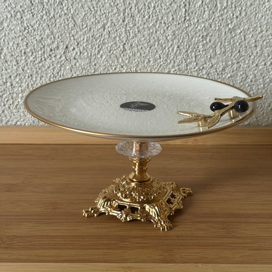 Oliva Siyah-Gold Yaldızlı Porselen Ayaklı Sunumluk Kod:3099