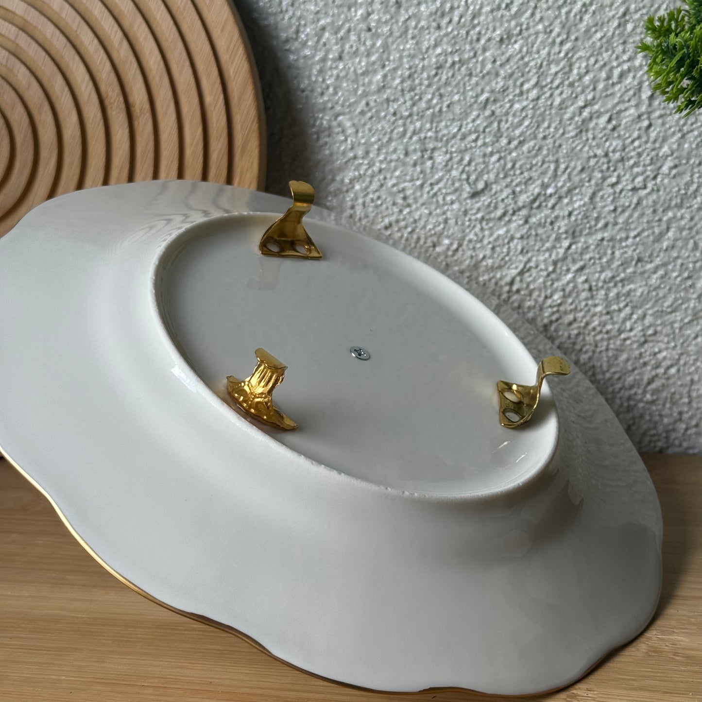 Firuze Gold Ayaklı Porselen Sunumluk 25 cm Kod:3735