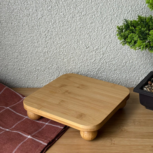 Svr Top Ayaklı Kare Bambu Sunumluk 19,5x19,5 Cm