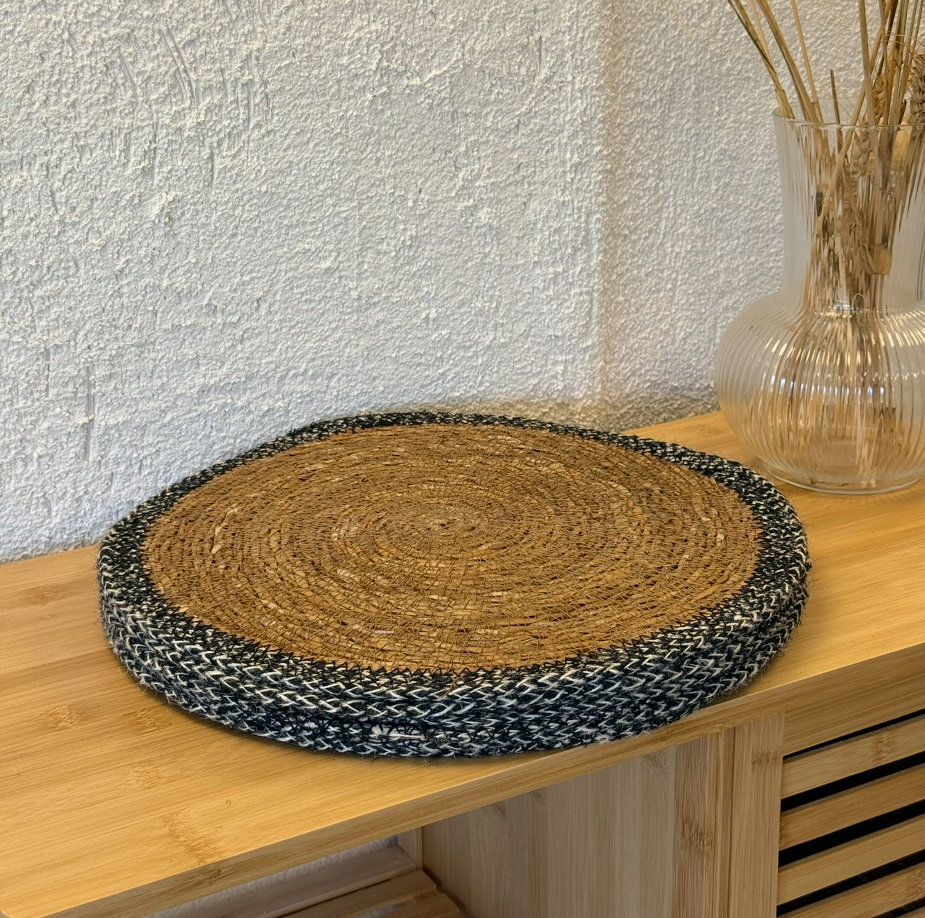 Hasır Amerikan Servisi Siyah Detaylı 6 Adet Set