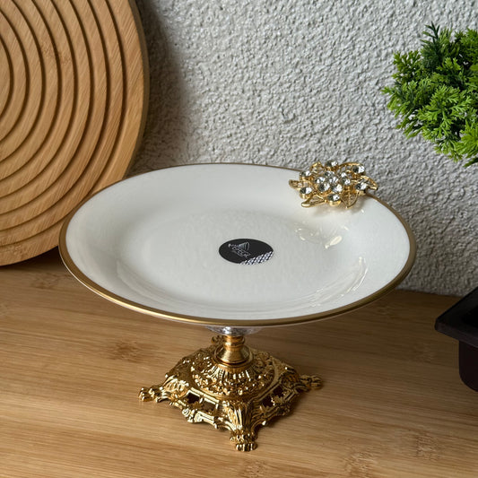 Broş Gold Yaldızlı Porselen Sunumluk Ayaklı 19 cm  Kod:3507