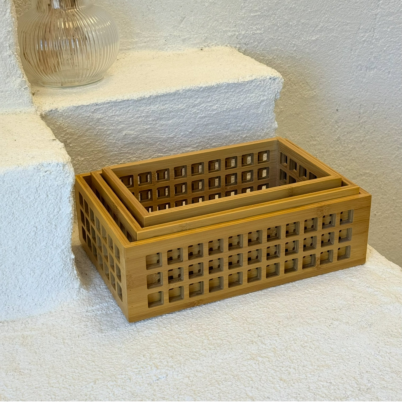 Vera 3 Boy Bambu Dikdörtgen Organizer Sepet Seti