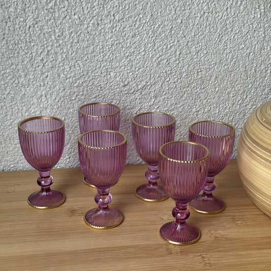 Wardy Yaldızlı Kahve Yanı Bardağı Set 6 Adet Mor