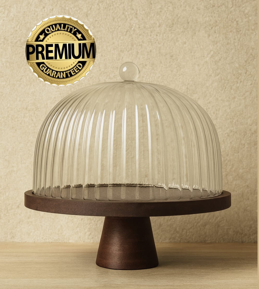 Milay Çizgili Cam Kek Fanusu 25 cm KOD:252