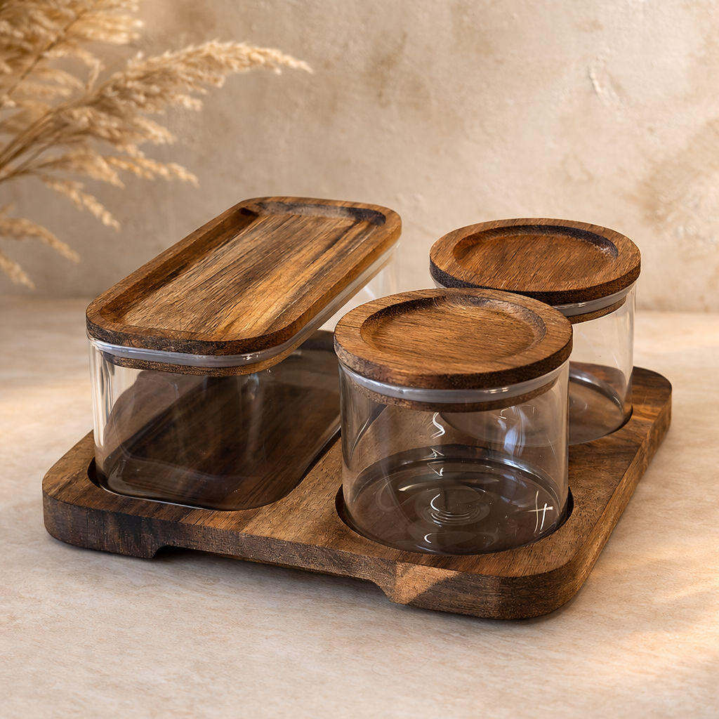 Buenally Akasya Standlı 3 Lü Kahvaltılık Seti KOD:067