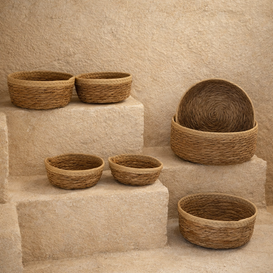 Sevally Hasır Sepet Seti 7 Parça Krem KOD:29087