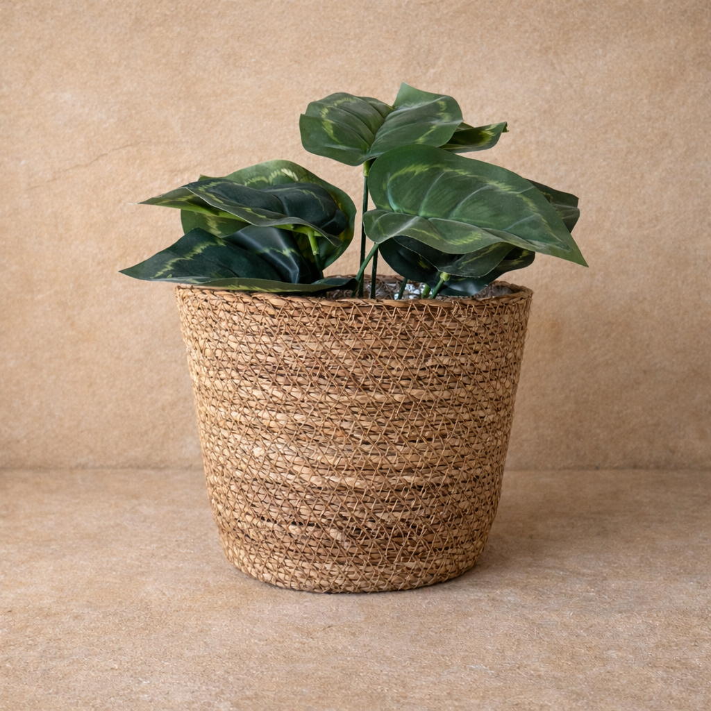 Savelly Hasır Saksı Sepet Poşetli  Naturel KOD:16709