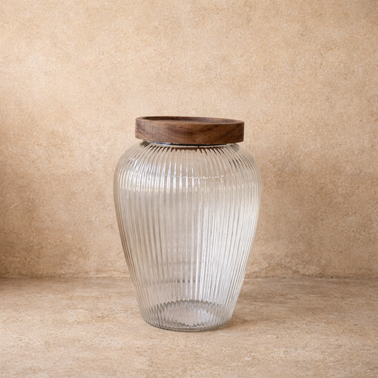 Milary Akasya Ağacı Kapaklı Çizgili Kavanoz KOD:113