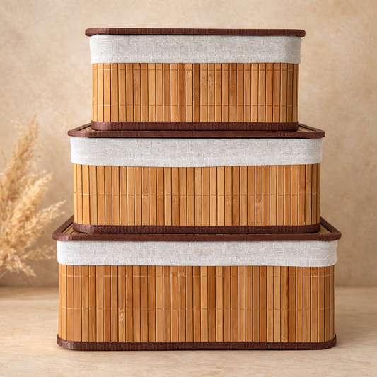 Buenally Bambu 3 Boy Kapaklı Dikdörtgen Organizer Seti KOD:66224