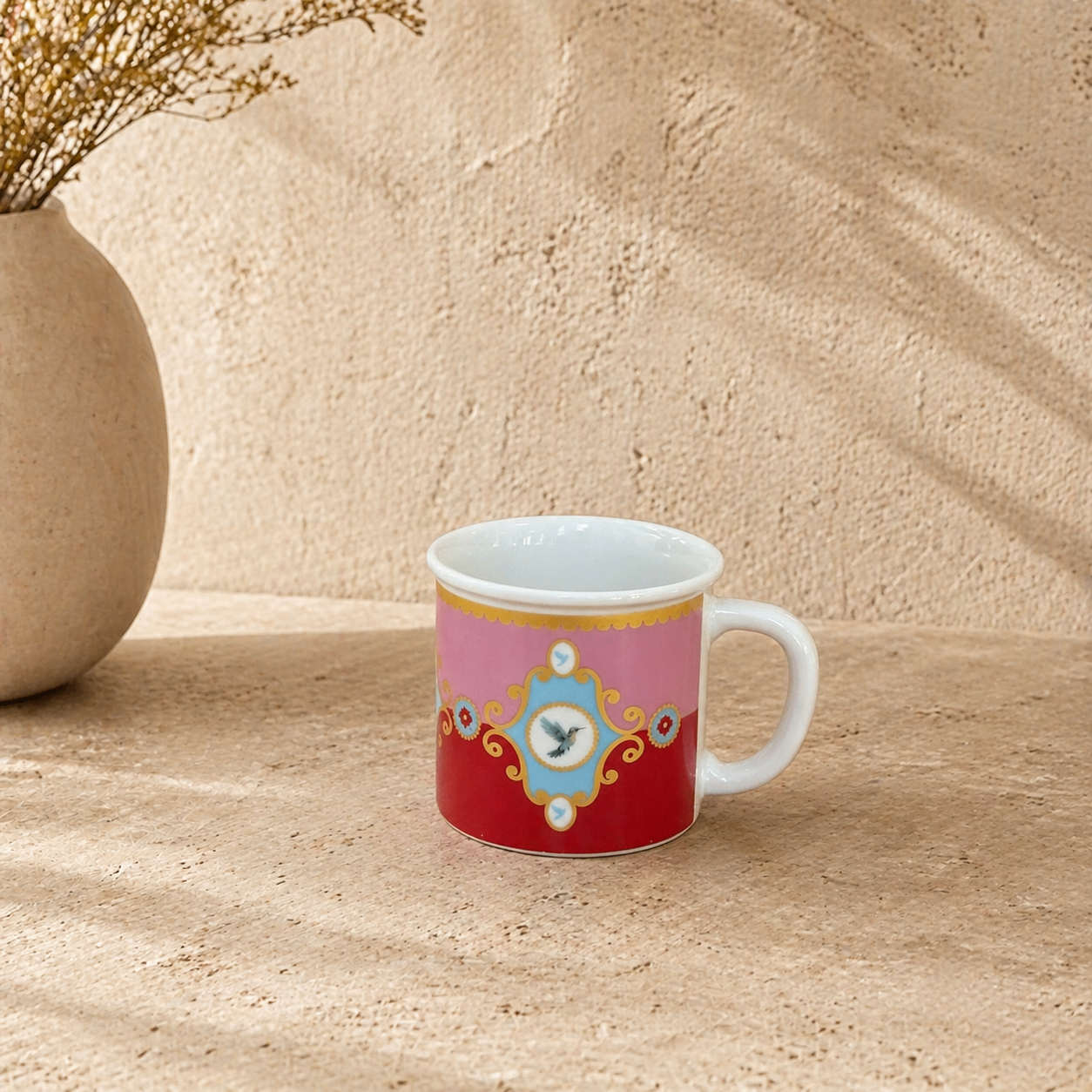 Pashally Porselen Nescafe Kupa Pembe-Kırmızı KOD:1008