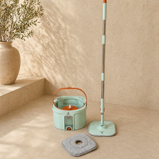 S still Temiz Su ile Kirli Suyu Ayıran Otomatik Temizlik Mop Seti Mint Yeşili