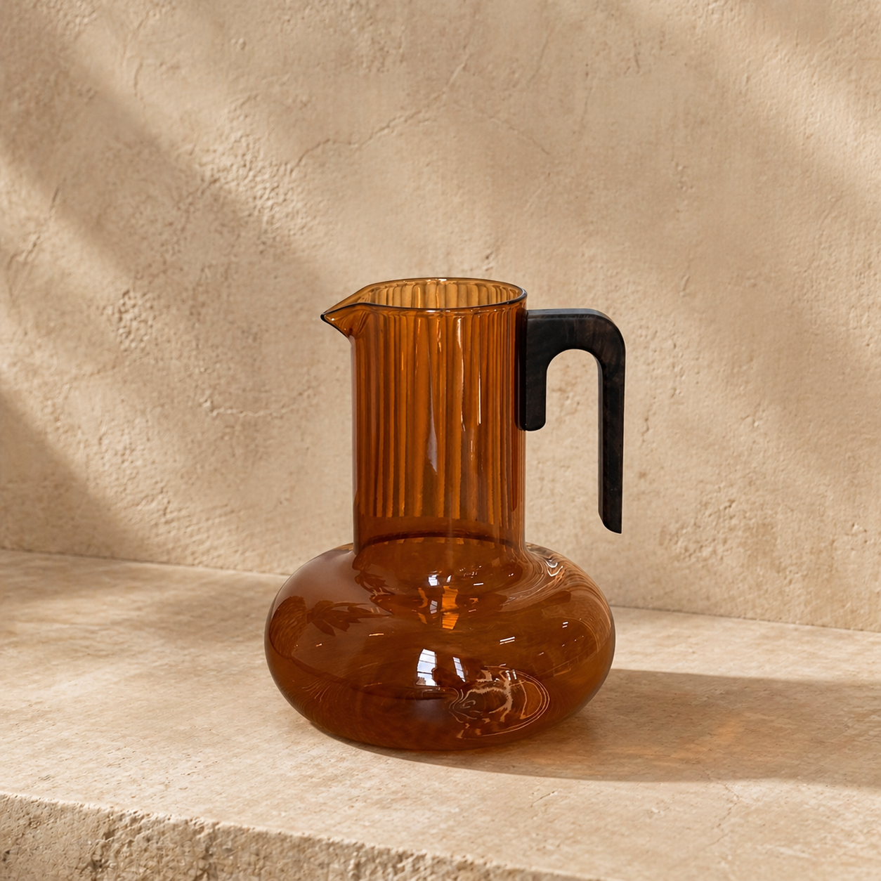 Mitally Lüks Borosilikat Cam Sürahi Akasya Ağacı Kulplu Amber 1200 ml KOD:012