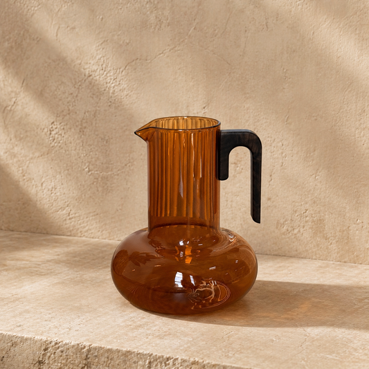 Mitally Lüks Borosilikat Cam Sürahi Akasya Ağacı Kulplu Amber 1200 ml KOD:012