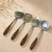 Cookerlly Ahşap Tutmalı Çelik Mutfak Seti 4 Parça KOD:1764-65-66-67