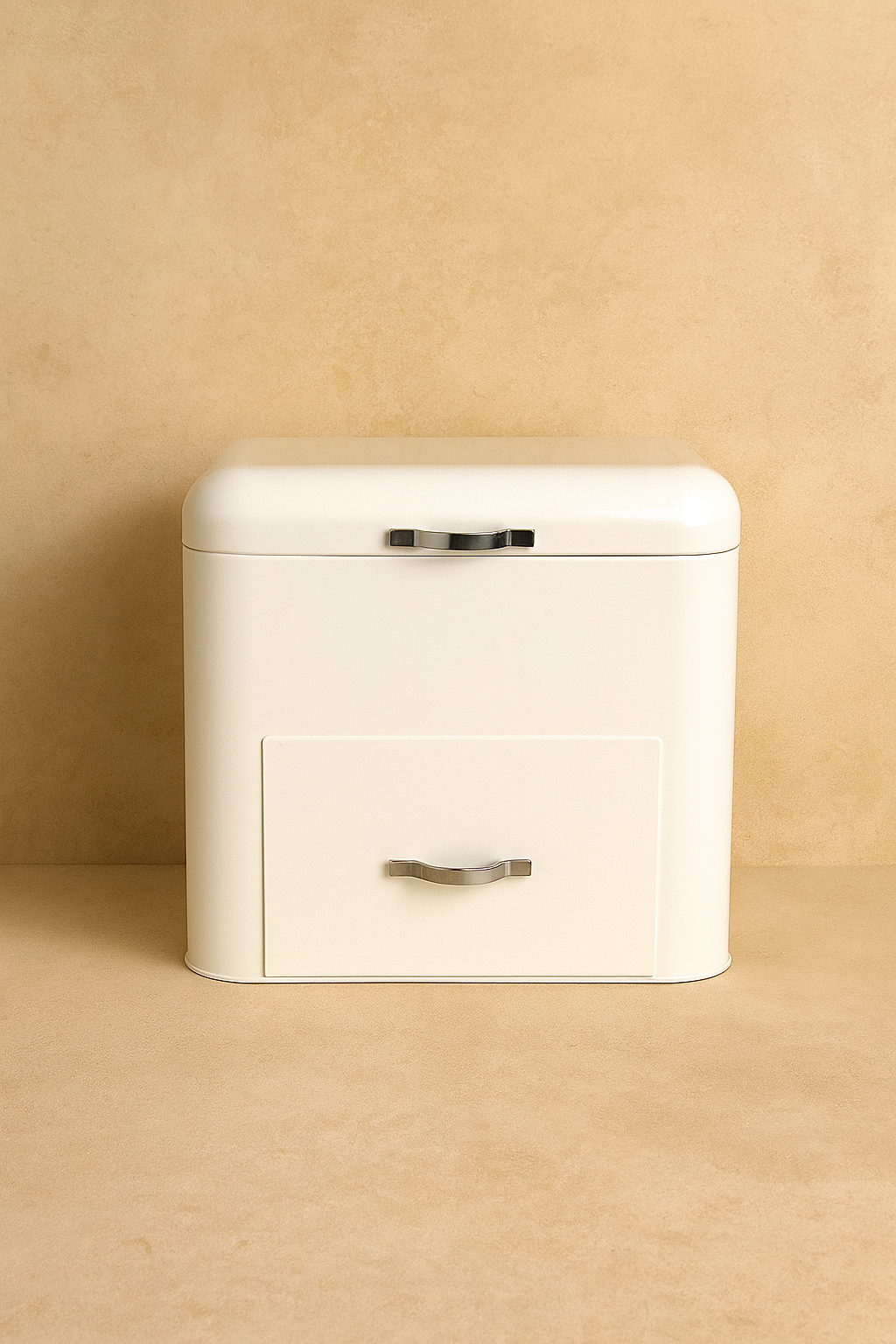 Vintage Çekmeceli Metal Ekmeklik Krem KOD:019