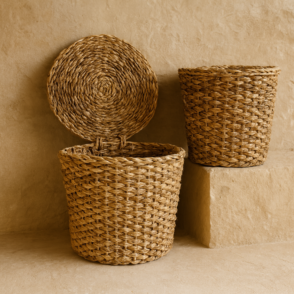 SVR Kapaklı İki Boy Yuvarlak Hasır Patates Soğanlık Naturel KOD:15841