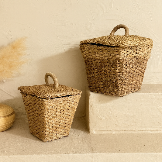 SVR Kapaklı İki Boy Kare Hasır Patates Soğanlık Naturel KOD:15841