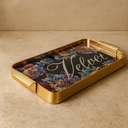 Arow Velvet Gold Desenli Cam Tepsi KOD:1207