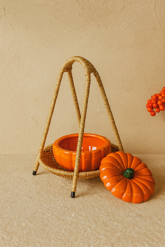 Deo Rattan Standlı Kabak Sunumluk Seti