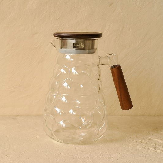 Arow Berry Borosilikat Cam Sürahi Akasya Kapaklı 1800 ml KOD:6505