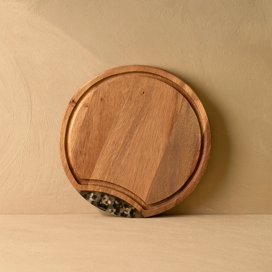 Arow Akasya Ağacı Yuvarlak Sunumluk Kesim Panosu KOD:1138