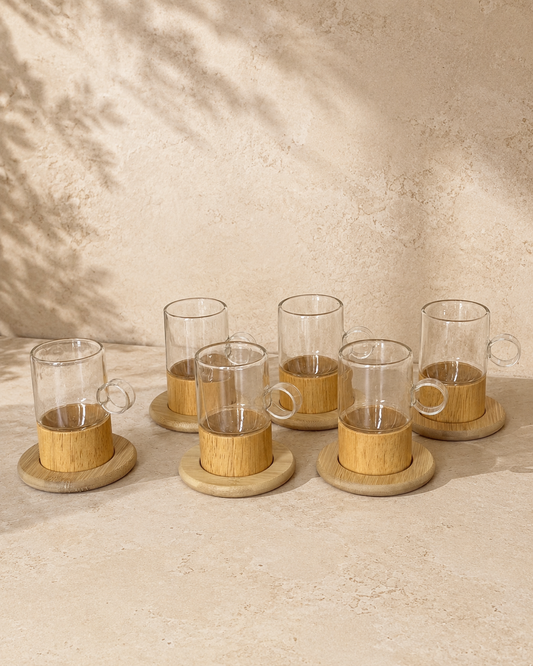 Miter Bambu Altlığı Çay Seti 6 Kişilik KOD:94