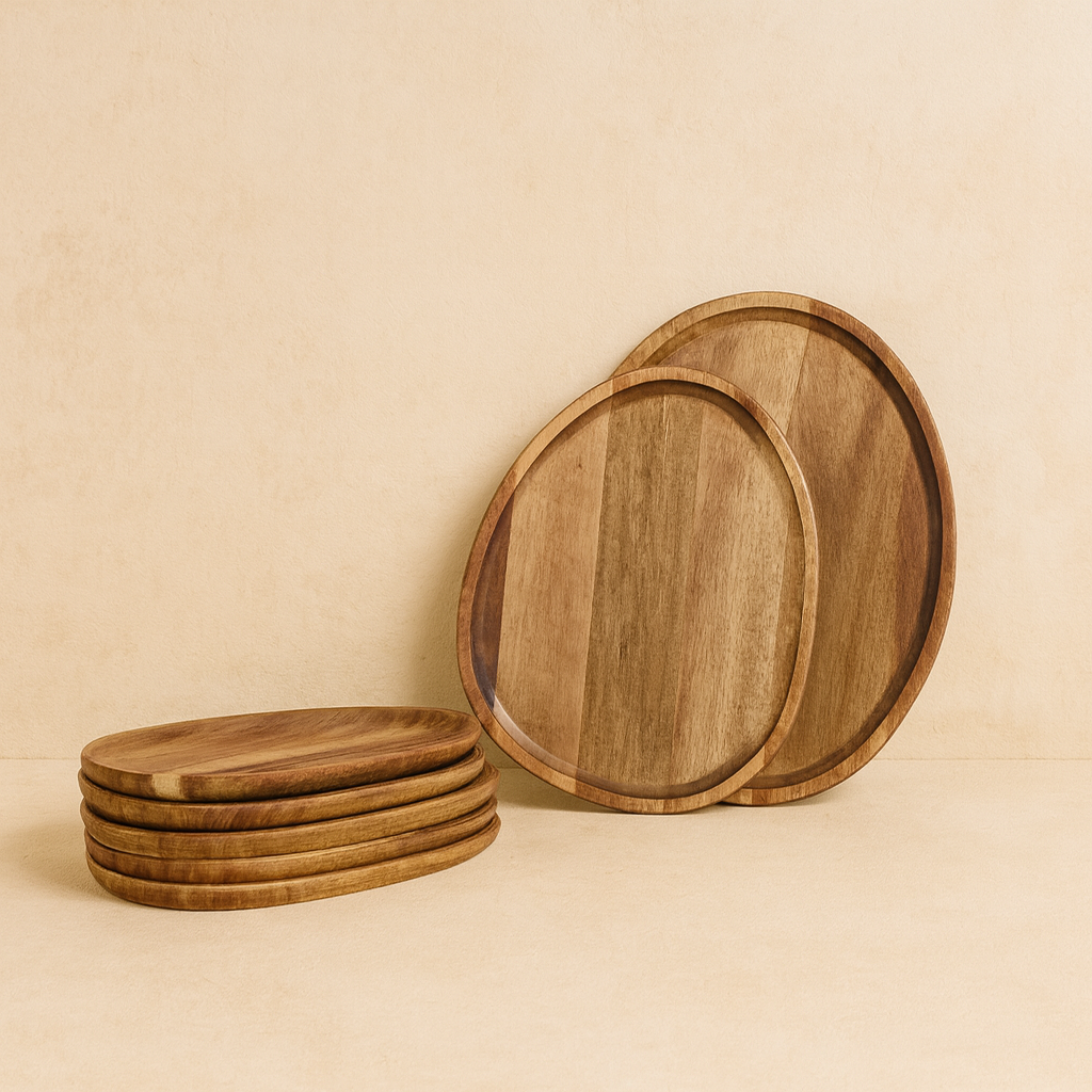 Milay Akasya Ağacı Oval Sunumluk Kahvaltılık Seti 7 Parça KOD:182