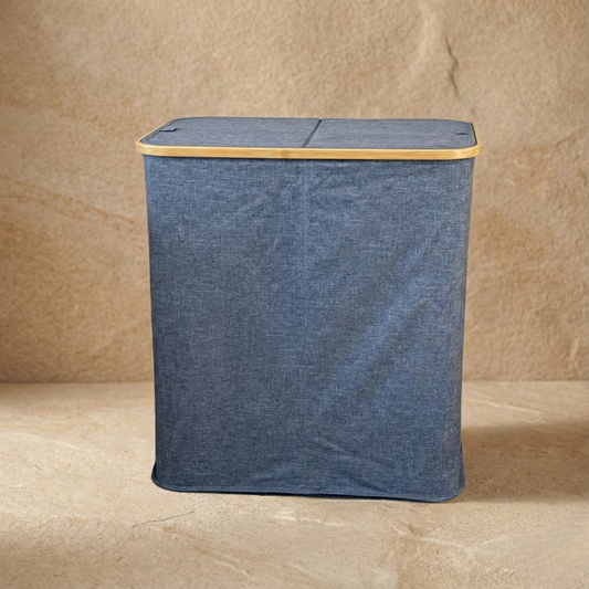 Lalezar Büyük Boy İki Bölmeli Katlanır Kirli Çamaşır Sepeti Set Gri KOD:8012