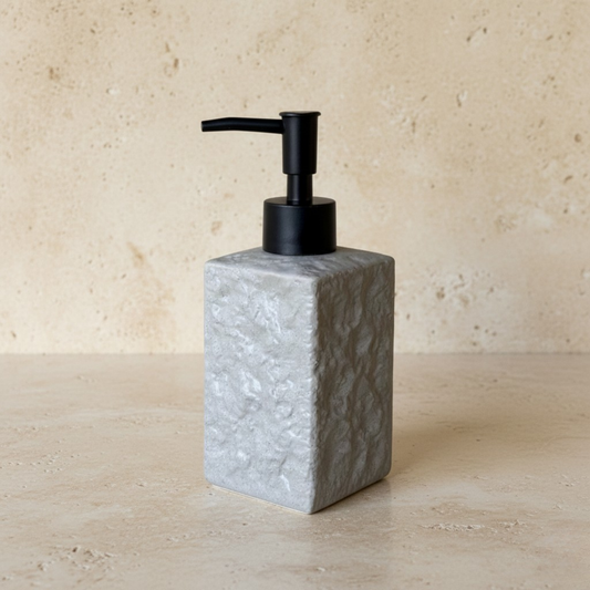 Mermer Desenli Porselen Sıvı Sabunluk Bej KOD:1463