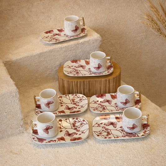 Marvin 12 Parça Porselen Kahve Fincan Takımı 6 Kişilik