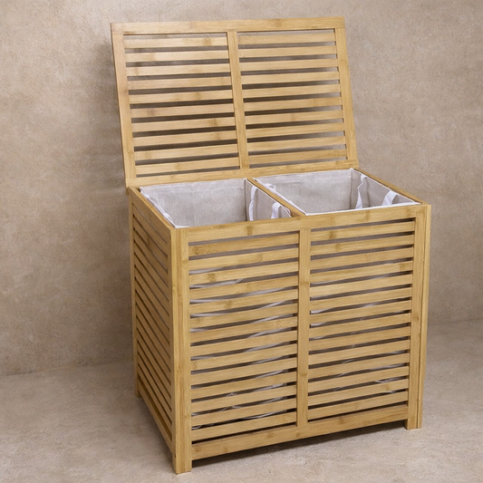 Lalezar İki Bölmeli Bambu Kirli Çamaşır Sepeti (Çok Satanlarda)(Süper FİYAT)KOD:8018