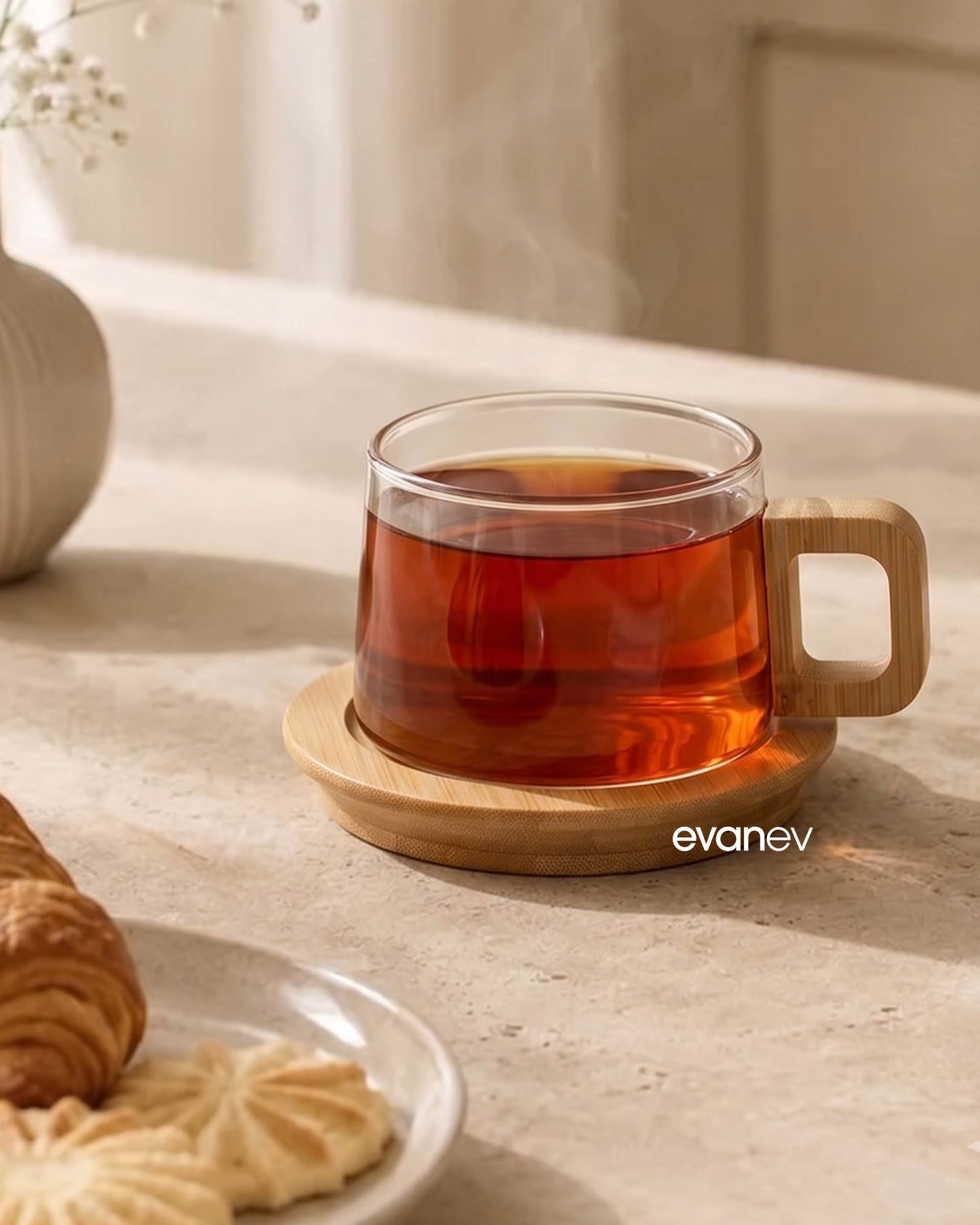 Savorry Bambu Altlıklı Cam Kupa 200 ml