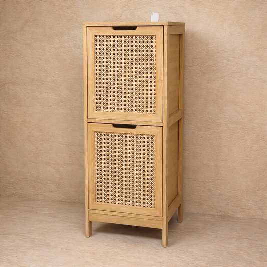 PNL Ayaklı Ahşap Rattan Dolap 2 Çekmeceli KOD:BM01