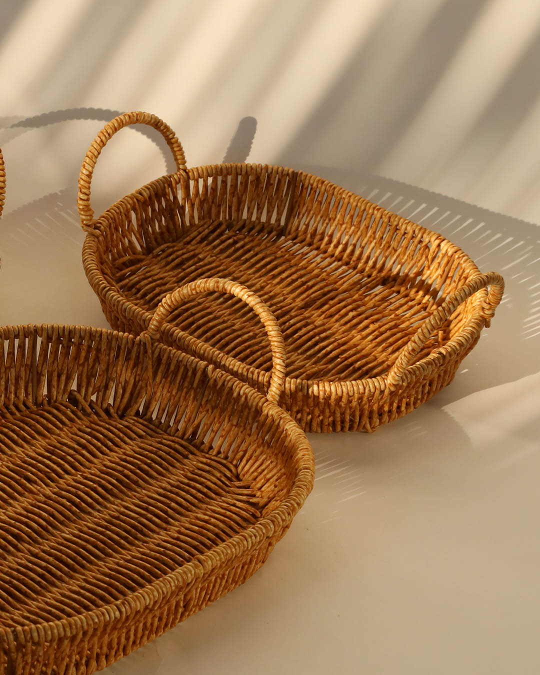 3 lü Rattan Sepet, Ekmeklik , Meyve Sepeti Oval 3 Boy SR  YCK-665