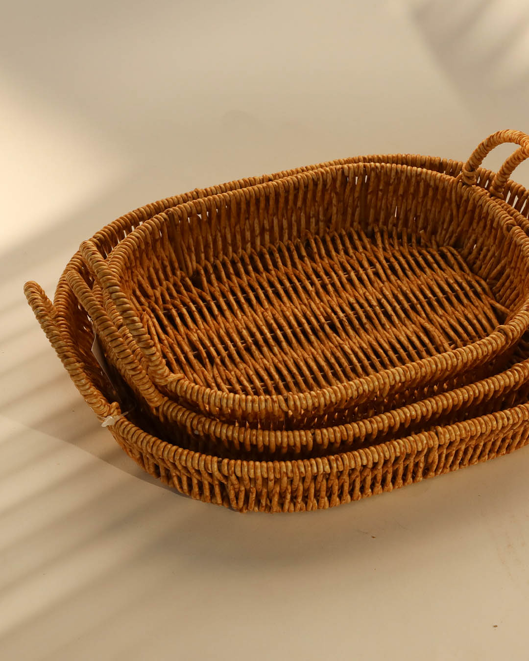 3 lü Rattan Sepet, Ekmeklik , Meyve Sepeti Oval 3 Boy SR  YCK-665